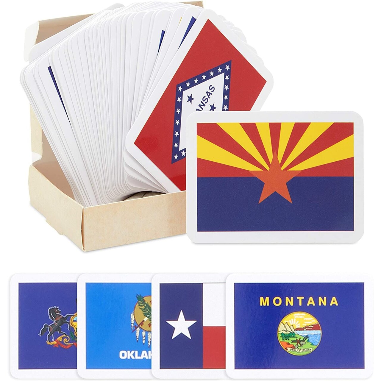 Blue Panda 50 US States & Capitals Flash Cards for Kids - 2.5 x 3.5 in Quick Study Deck - US State Capitals Card Set for Learning - Countries of The World Flashcards - Country Flashcards